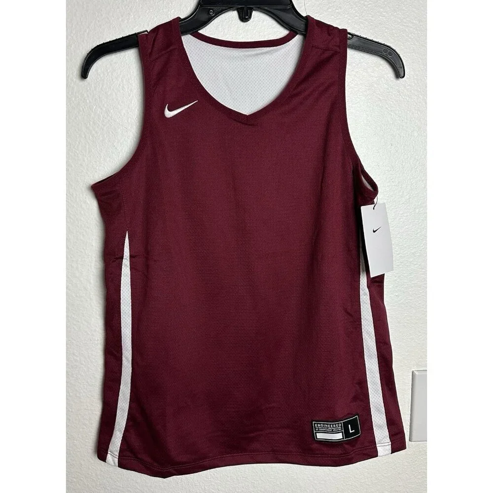 Nike Kids Reversible Basketball Jersey Maroon White DN5269-612 Size Large L NWT
